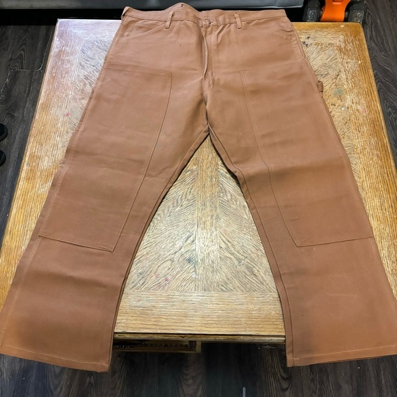 ROUND HOUSE Men Duck Canvas DOUBLE FRONT Carpenter Pants Workwear USA MADE 42x34 - Picture 2 of 7